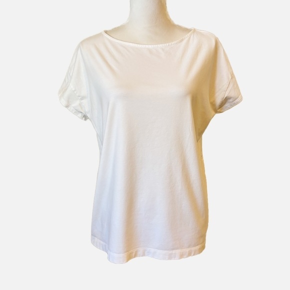 J. Jill Luxe Supima White Short Sleeve Tee Size Medium - Picture 1 of 8